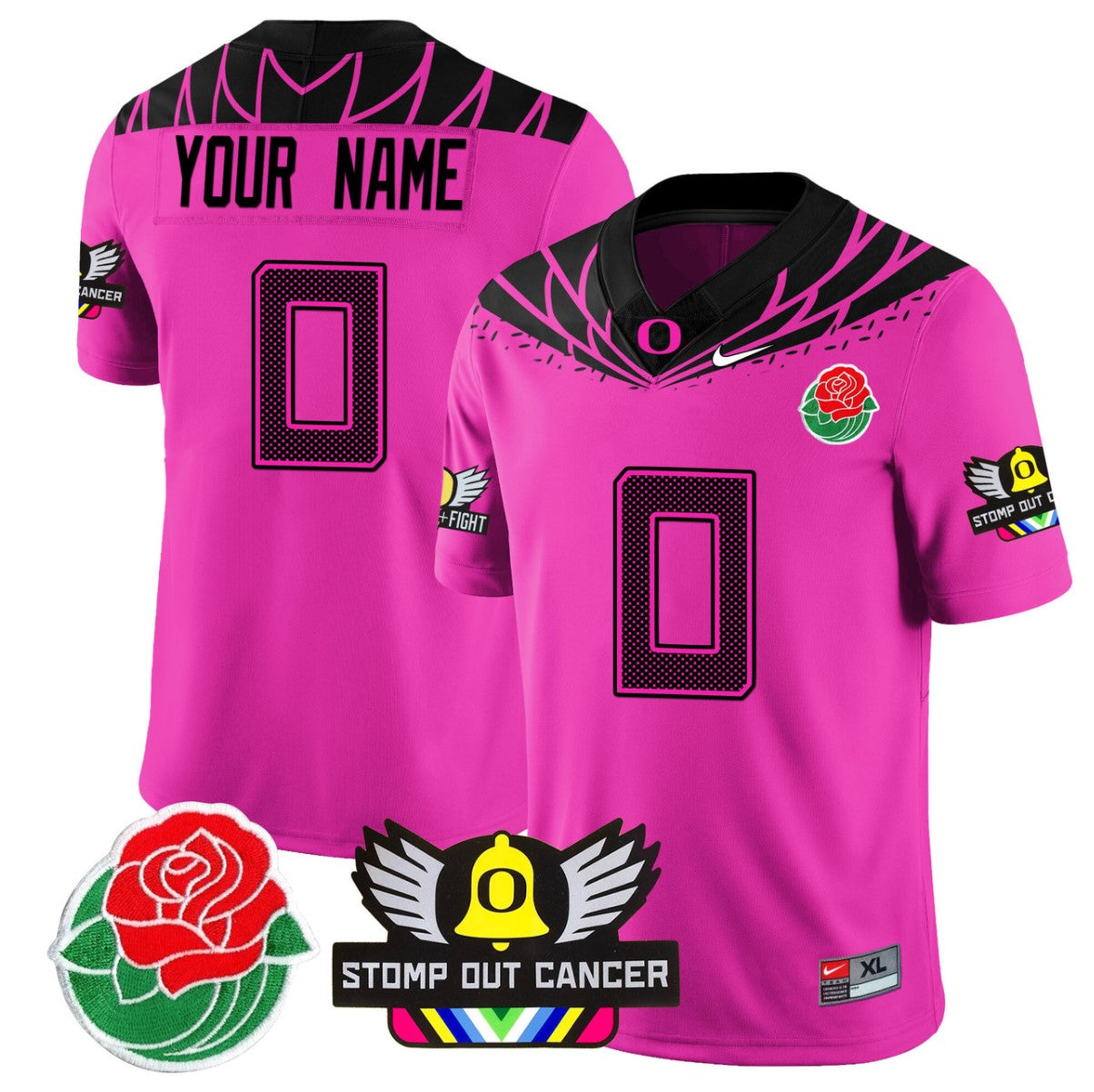 Custom Oregon Ducks Jersey 2024 Rose Bowl Patch Football Stitched Pink
