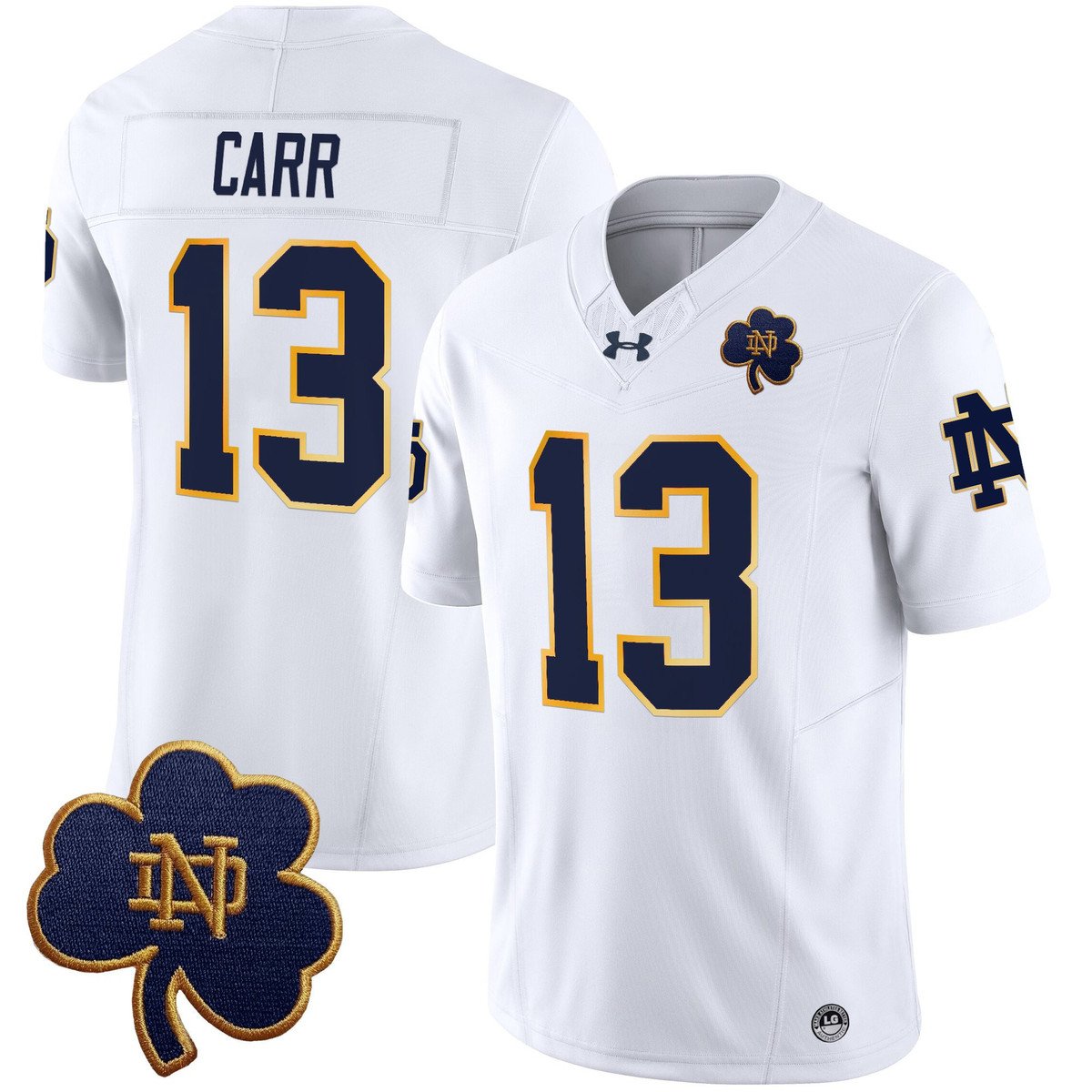 CJ Carr Jersey #13 Notre Dame 2025 Vapor Limited V3 Stitched White