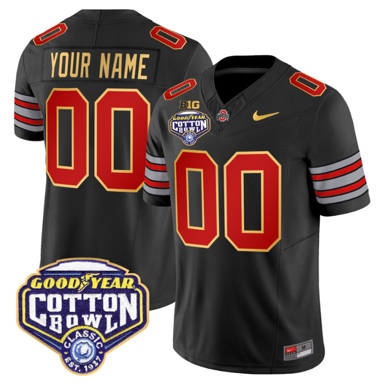Custom Ohio State Jersey 'Heritage Stripe' Cotton Bowl Patch Black