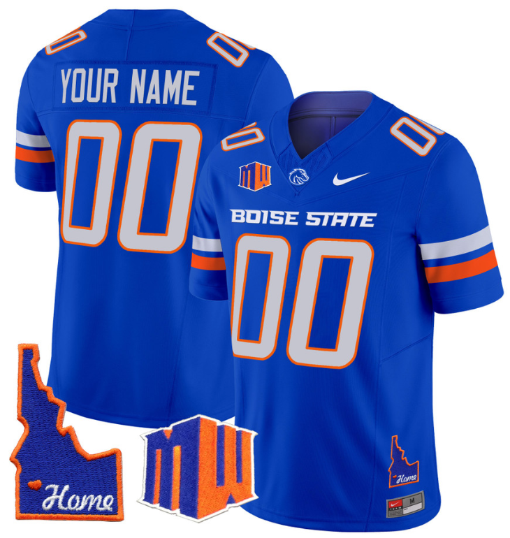 Custom Boise State Broncos Jersey Name, Number Home Patch Vapor Football Royal