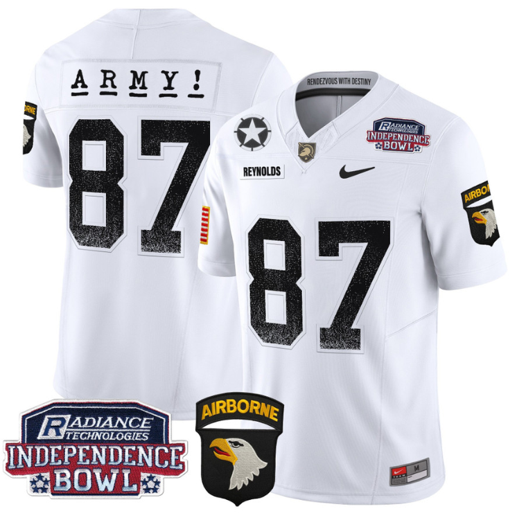 Casey Reynolds Jersey #87 Army Black Knights Independence Bowl Patch White