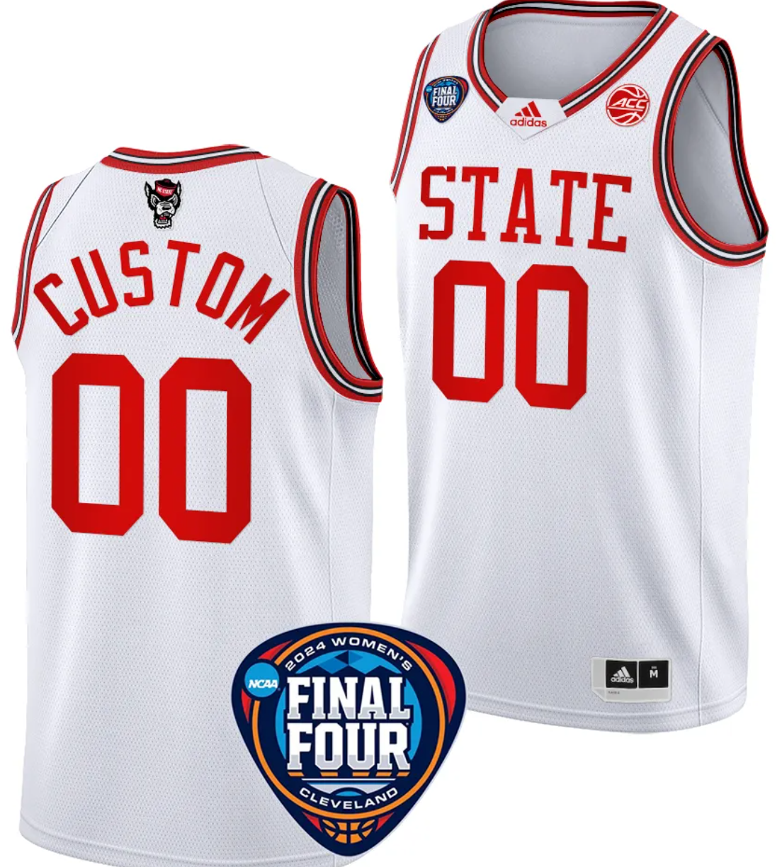 Custom NC State Wolfpack Basketball Jersey Name and Number 2024 NCAA March Madness Final Four White
