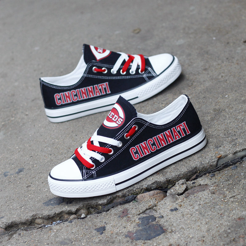Cincinnati Reds Limited Print MLB Baseball Fans Low Top Canvas Shoes Sport Sneakers T-DAC107H