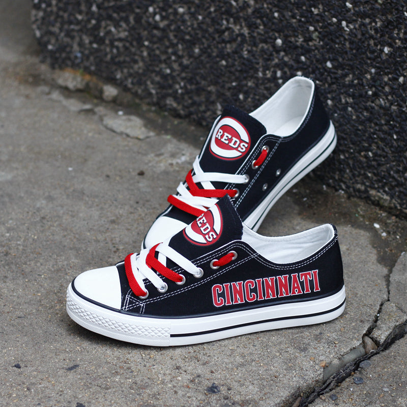 Cincinnati Reds Limited Print MLB Baseball Fans Low Top Canvas Shoes Sport Sneakers T-DAC107H