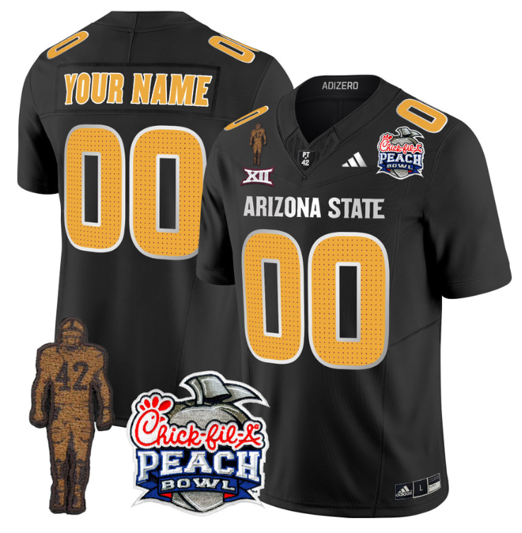 Custom Sun Devils Pat Tillman Jersey Arizona State Peach Bowl V2 Black