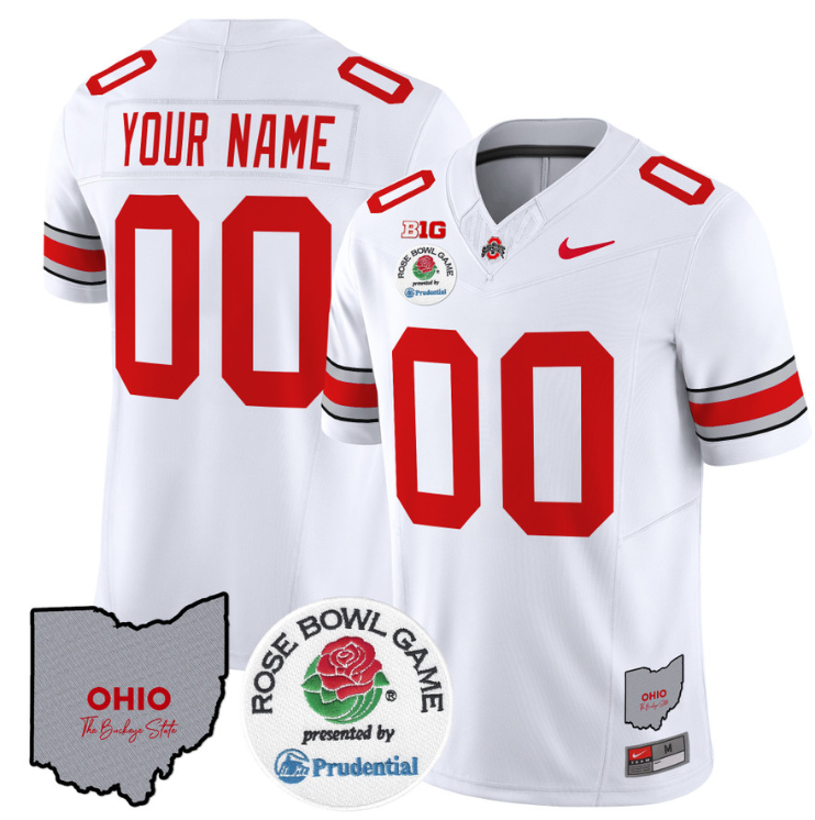 Custom Ohio State Buckeyes Jersey Rose Bowl Vapor Limited V2 Stitched White (Copy)
