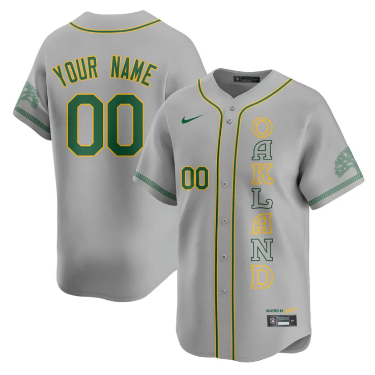 Custom Oakland Athletics Jersey Name, Number City Connect Concept Stitched Gray