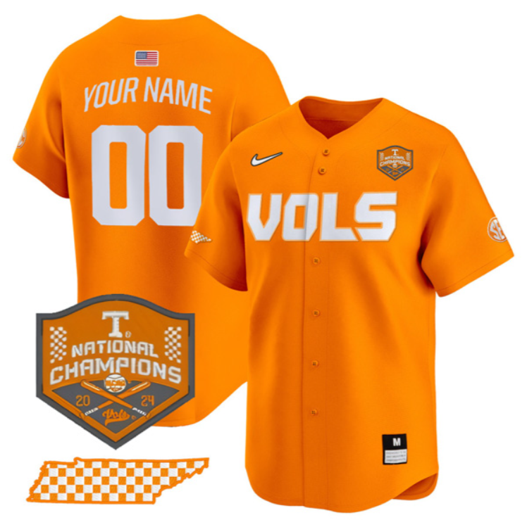 Custom Tennessee Vols College Baseball World Series Champions Jersey Orange
