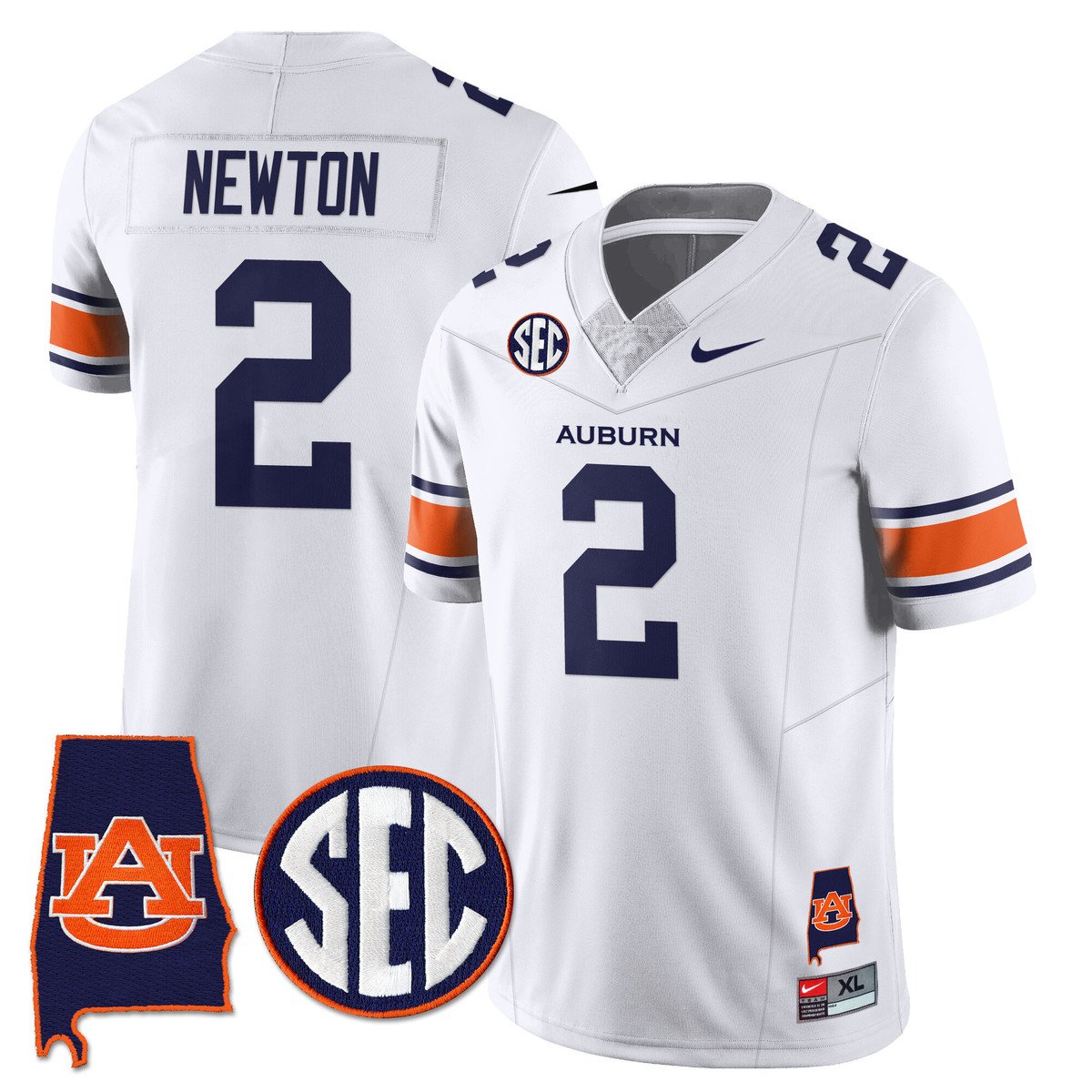 Cam Newton Jersey #2 Auburn Tigers Alabama Patch Vapor Stitched White