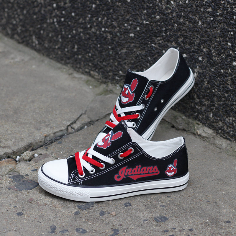 Cleveland Indians Limited Print MLB Baseball Fans Low Top Canvas Shoes Sport Sneakers T-DJ247H