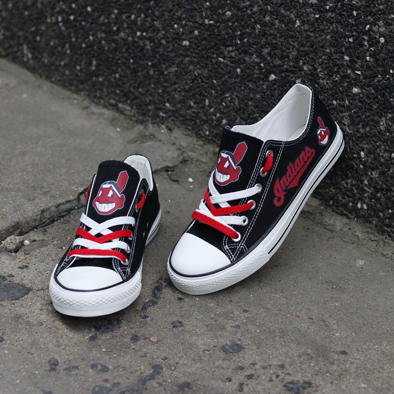 Cleveland Indians Limited Print MLB Baseball Fans Low Top Canvas Shoes Sport Sneakers T-DJ247H