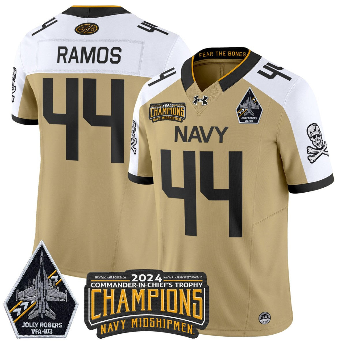 Colin Ramos Jersey #44 Navy Midshipmen Commander-in-chief's Trophy Gold Alternate