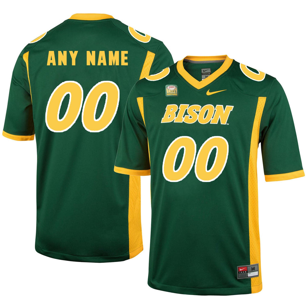 Custom North Dakota State Bison Jersey Name and Number NCAA College Football Green