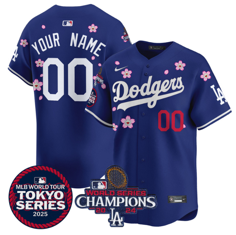 Custom Dodgers Jersey Tokyo Series 2025 World Series Champions Patch Vapor Stitched Royal