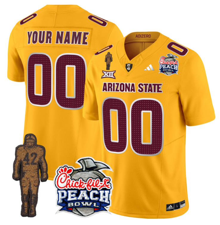 Custom Sun Devils Pat Tillman Jersey Arizona State Peach Bowl V2 Gold