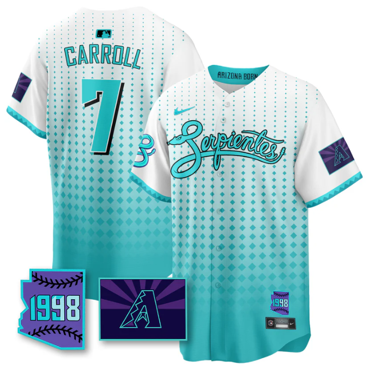 Corbin Carroll Jersey #7 Arizona Diamondbacks Serpientes City Connect Stitched White