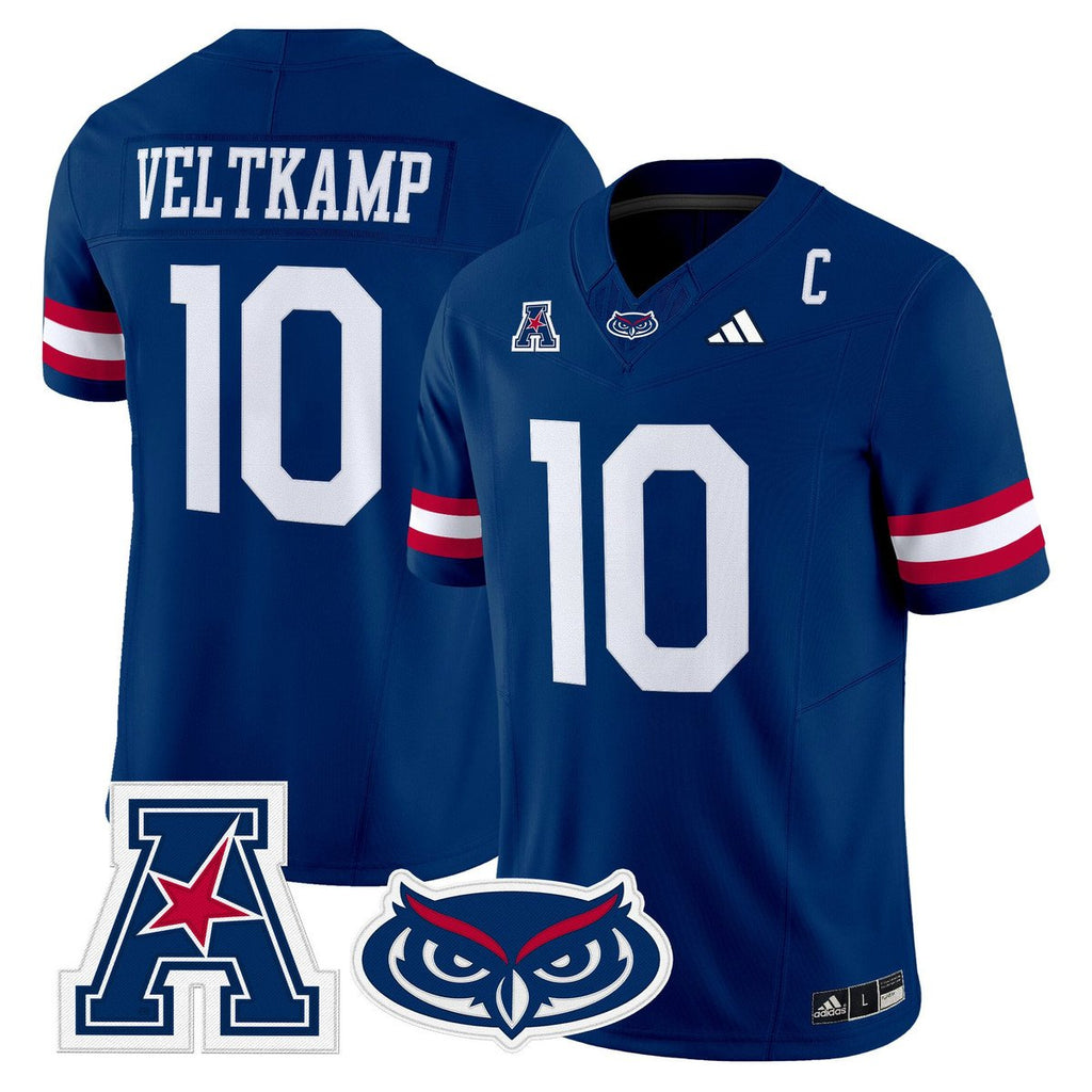 Caden Veltkamp Jersey #10 Florida Atlantic Owls 2025 All Stitched Blue