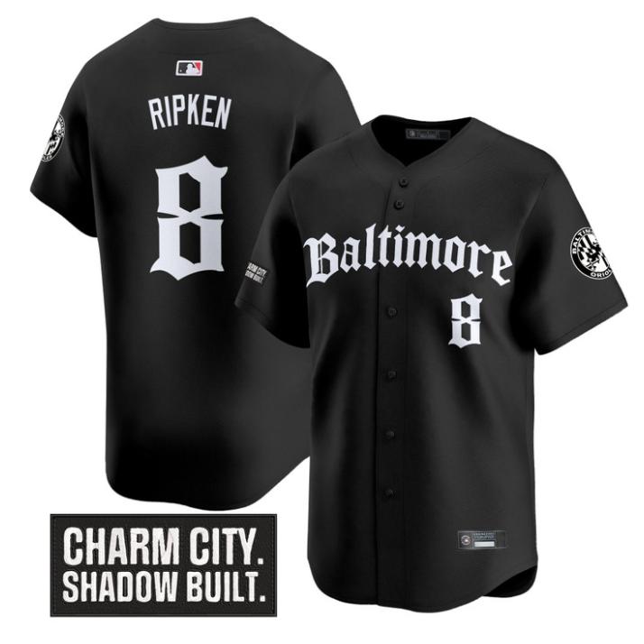 Cal Ripken Jersey #8 Baltimore Orioles Gothic Harbor Edition Black