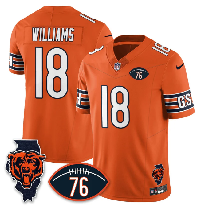 Caleb Williams Jersey #18 Honor Steve McMichael All Stitched Orange