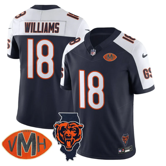 Caleb Williams Jersey #18 Honor Virginia Halas McCaskey All Stitched Navy Alter