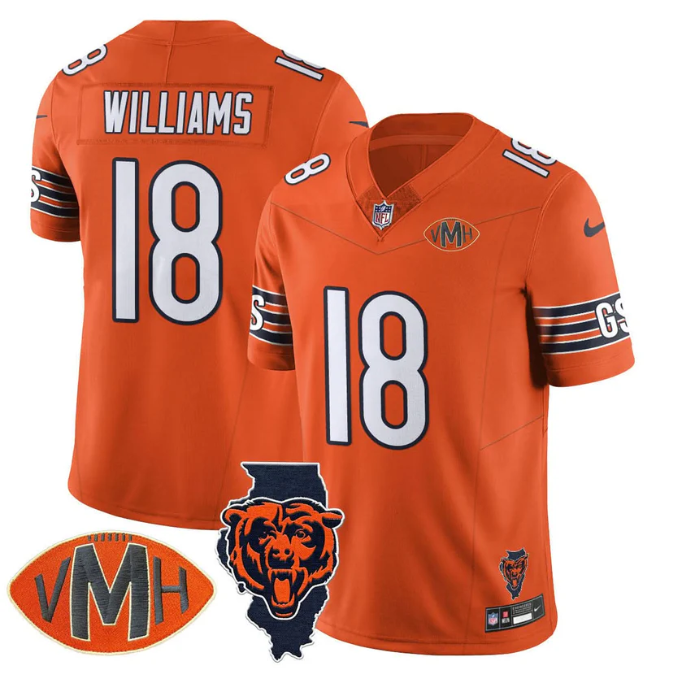 Caleb Williams Jersey #18 Honor Virginia Halas McCaskey All Stitched Orange