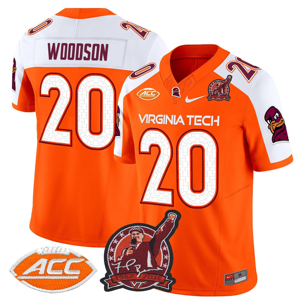Caleb Woodson Jersey #20 Virginia Tech Hokies Coach Frank Beamer 2025 Orange Alter
