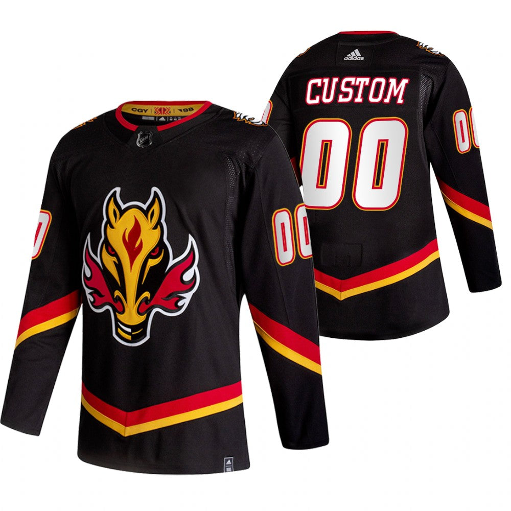 Calgary Flames Custom Black 2020-21 Reverse Retro Alternate NHL Jersey