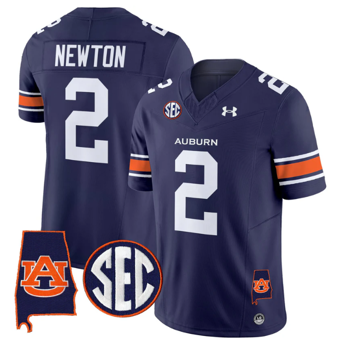 Cam Newton Jersey #2 Auburn Tigers 2025 Alabama Patch Stitched Navy