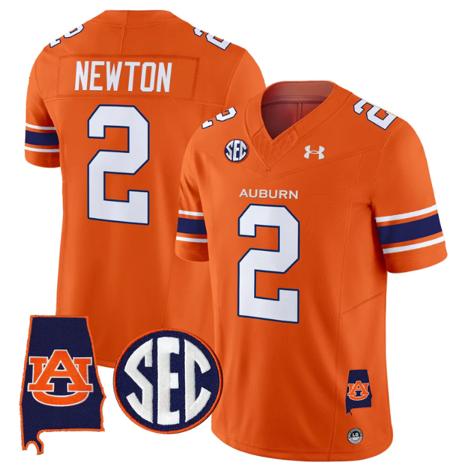 Cam Newton Jersey #2 Auburn Tigers 2025 Alabama Patch Stitched Orange