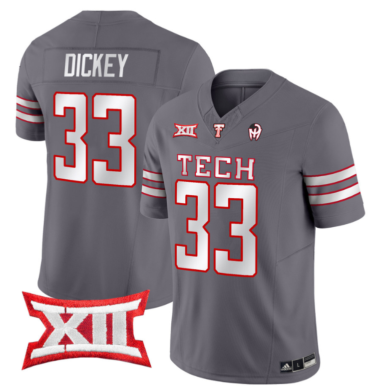 Cameron Dickey Jersey #33 Texas Tech Red Raiders Vapor Limited Football Grey