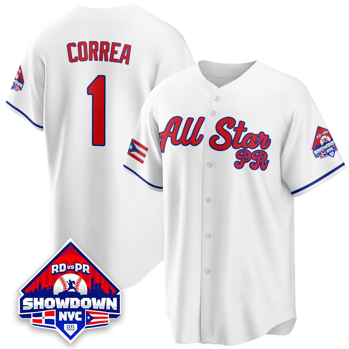 Carlos Correa Jersey #1 Puerto Rican Baseball All-Star 2025 Stitched White