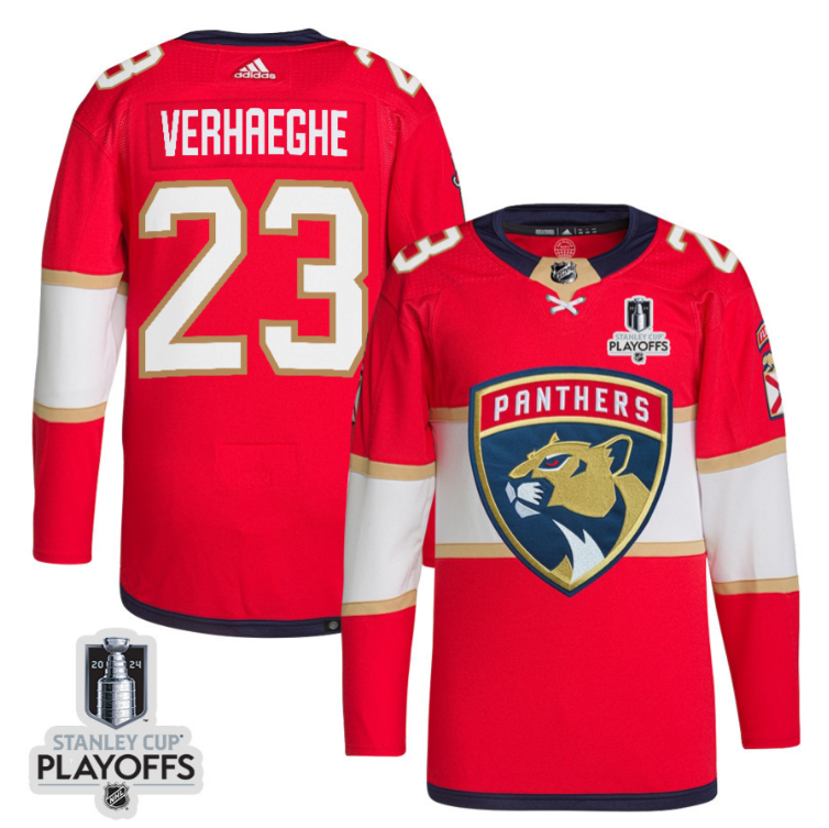 Carter Verhaeghe 23 Florida Panthers 2024 NHL Playoffs Patch Away Jersey Customized - Men, White (Copy)