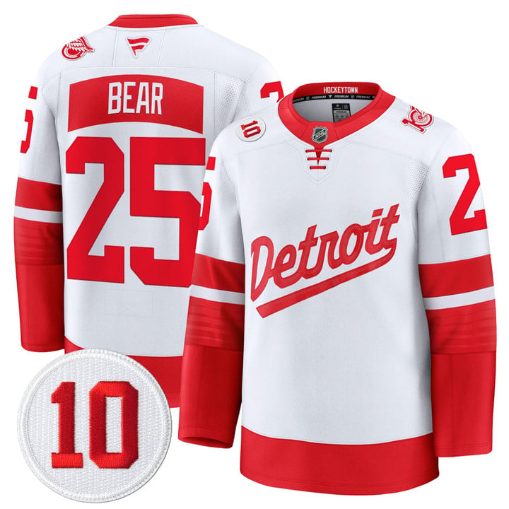 Carter Bear Jersey #25 Detroit Red Wings #10 Alex Delvecchio Honoring Stitched