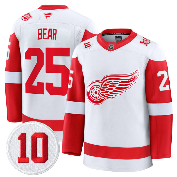 Carter Bear Jersey #25 Detroit Red Wings #10 Alex Delvecchio Honoring Stitched