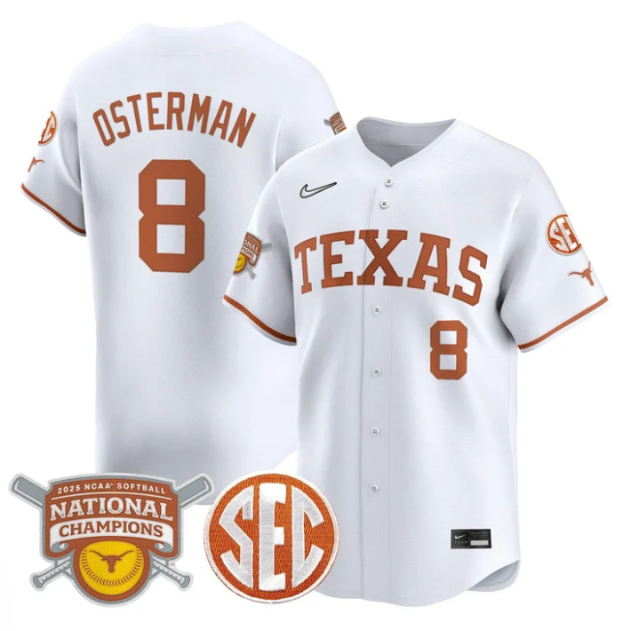 Cat Osterman Jersey #8 Texas Longhorns 2025 National Champions White