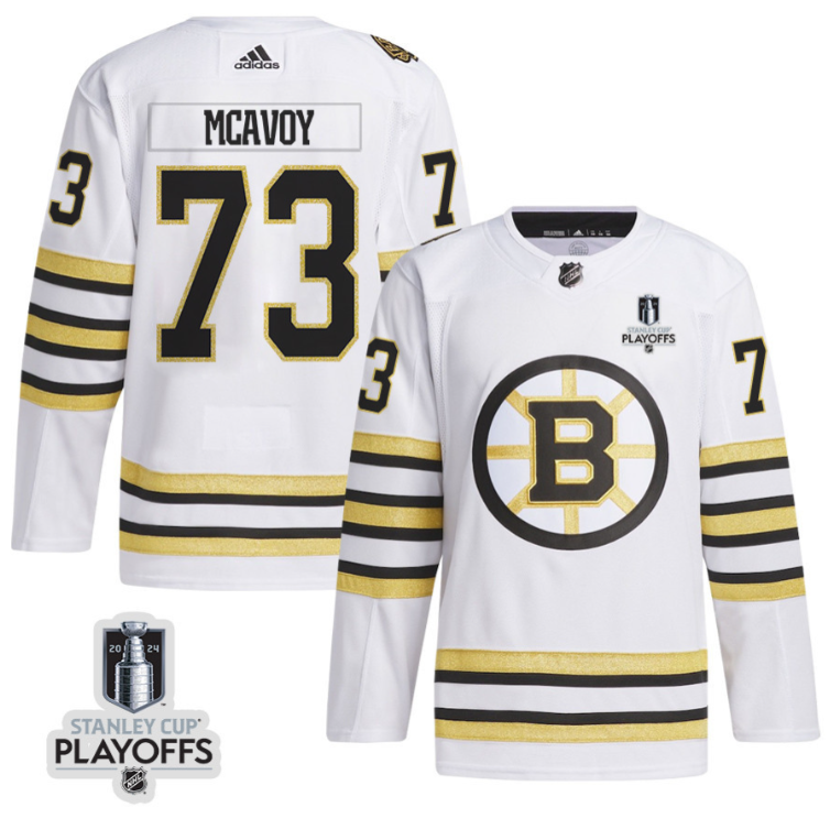 Charlie McAvoy 73 Boston Bruins 2024 NHL Playoffs Patch Away Jersey - Men, White