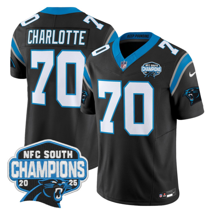 Charlotte Jersey #704 NFC South Division Champions 2025 Vapor Stitched Black