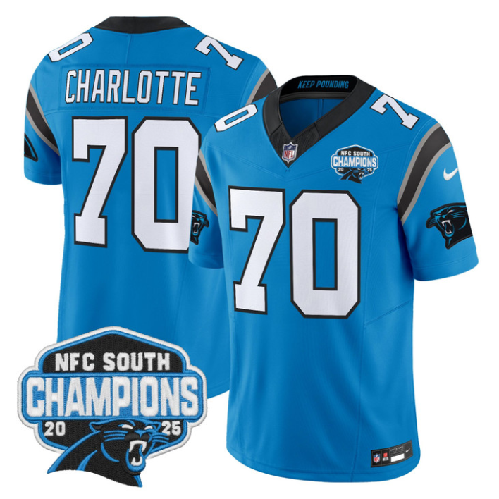 Charlotte Jersey #704 NFC South Division Champions 2025 Vapor Stitched Blue