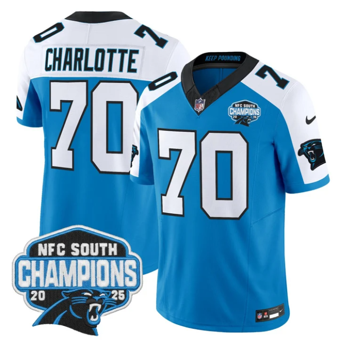 Charlotte Jersey #704 NFC South Division Champions 2025 Vapor Stitched Blue Alternate