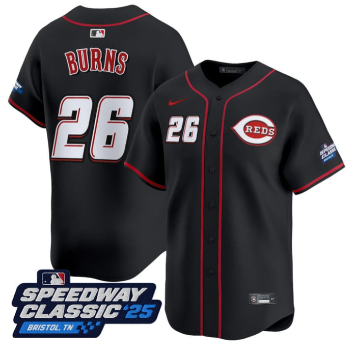 Chase Burns Jersey #26 Cincinnati Reds Speedway Classic Limited Stitched Black