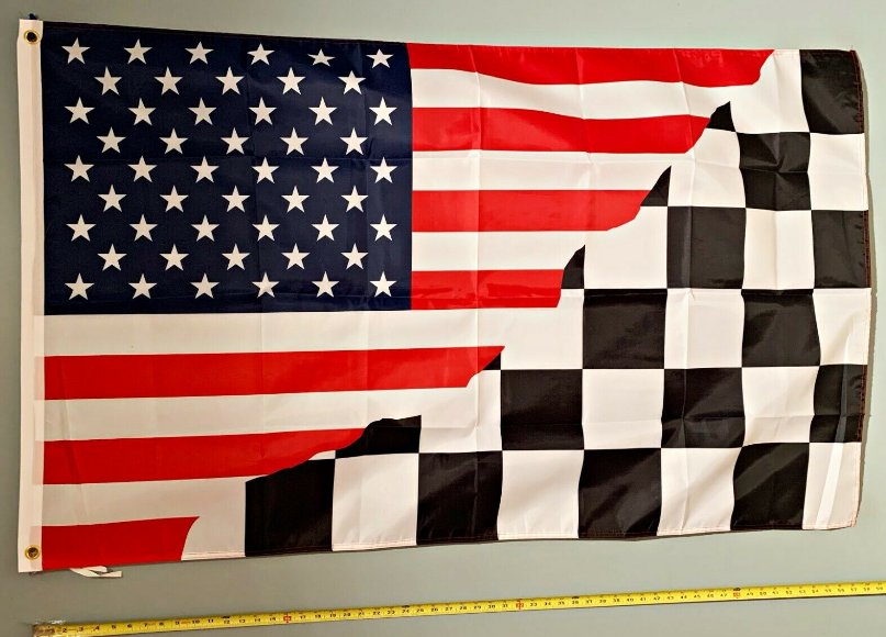 Checkered Flag USA Nascar Sprint Car Racing Sign 3x5'
