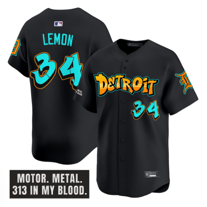 Chet Lemon Jersey #34 Detroit Tigers Graffiti Motor City Edition Stitched Cream
