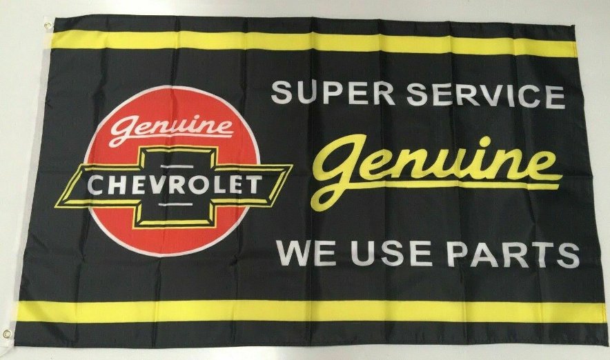 Chevrolet Style 8 Banner Flag Car Super Service Genuine Parts Mechanic Man Cave 3x5ft