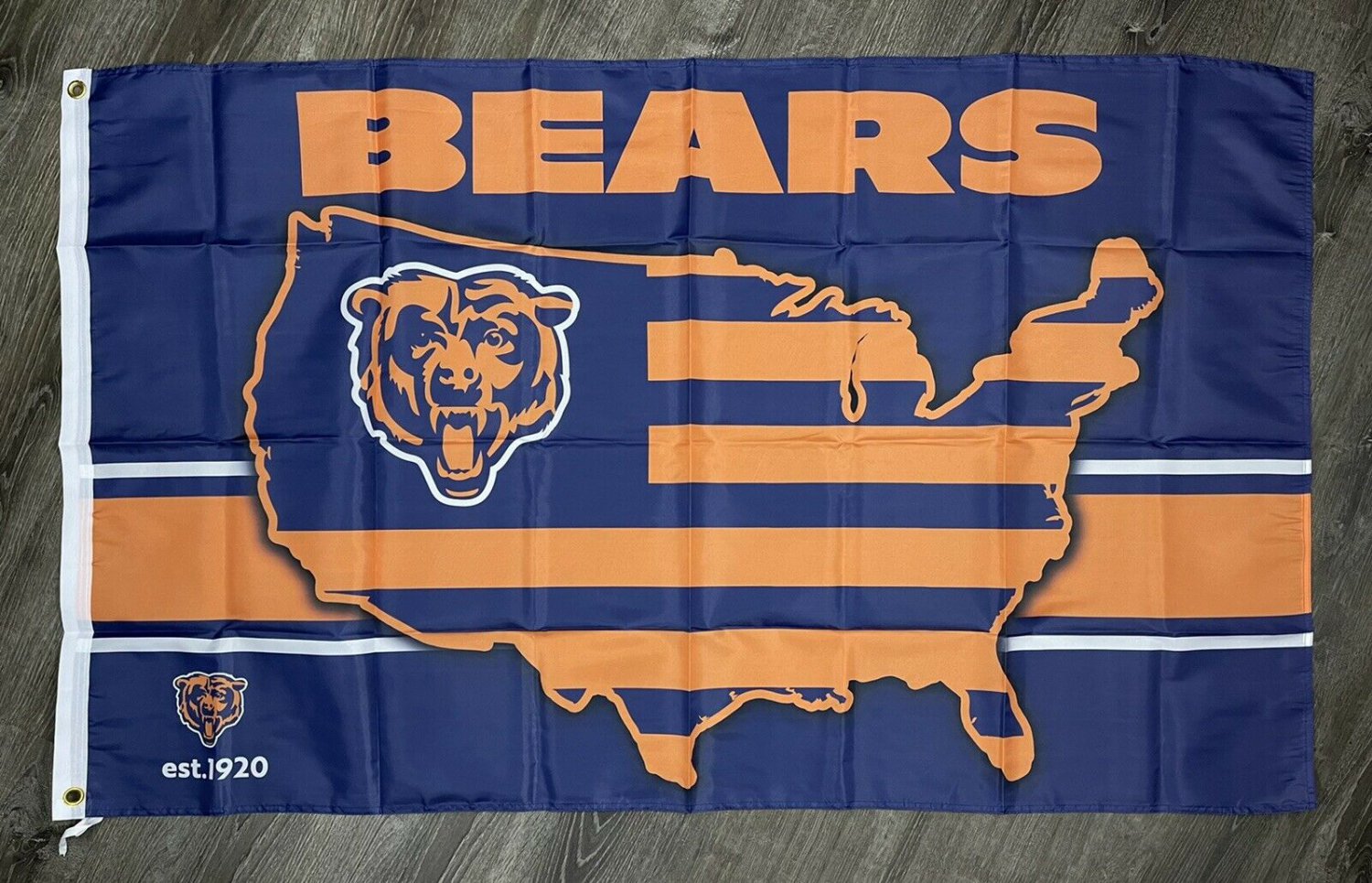 Chicago Bears Man-Cave Flag 3x5 ft Blue Sports State Banner Garage Bar Pub