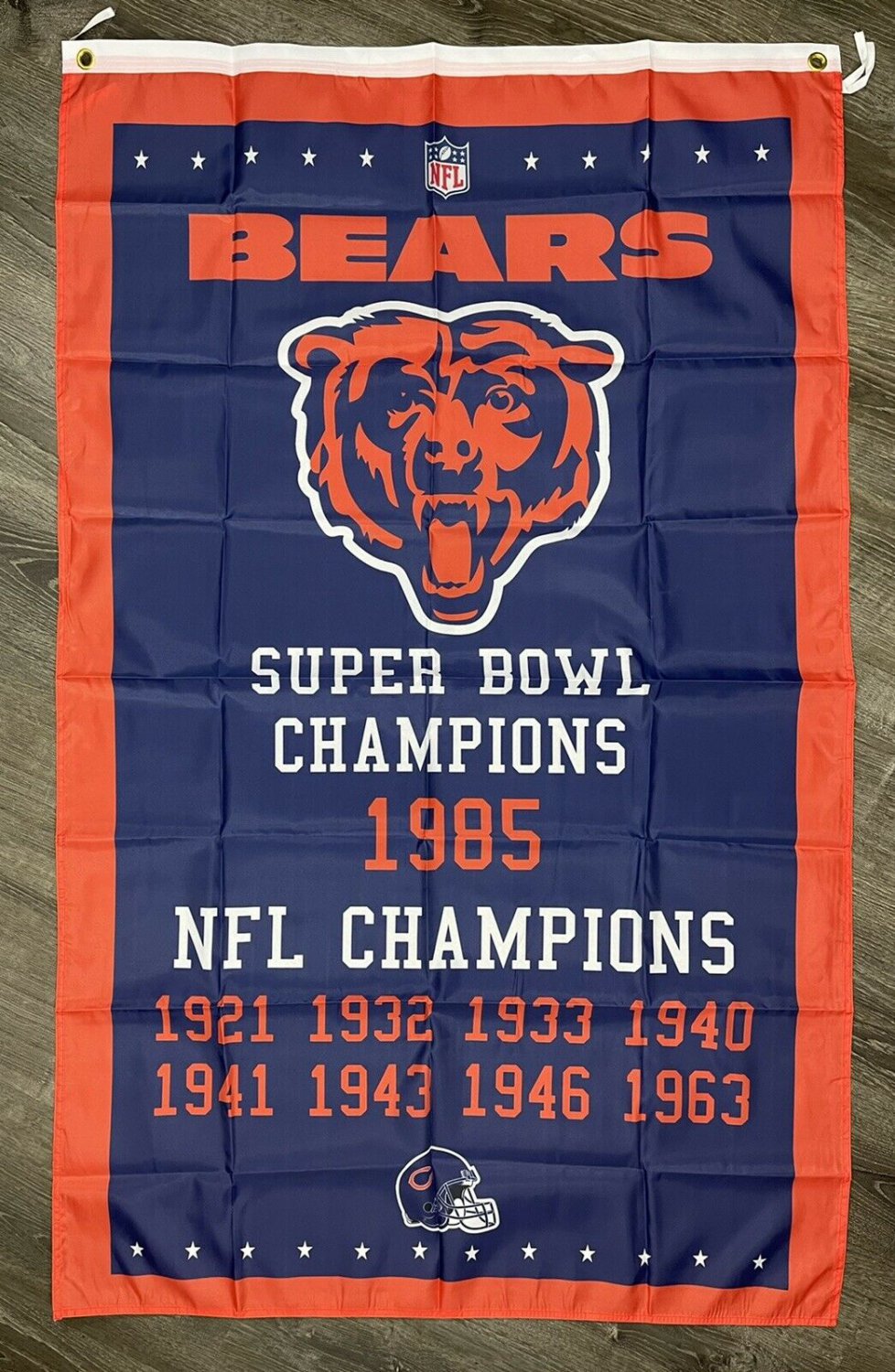 Chicago Bears Super Bowl Championship Flag 3x5  Vertical Banner Man-Cave