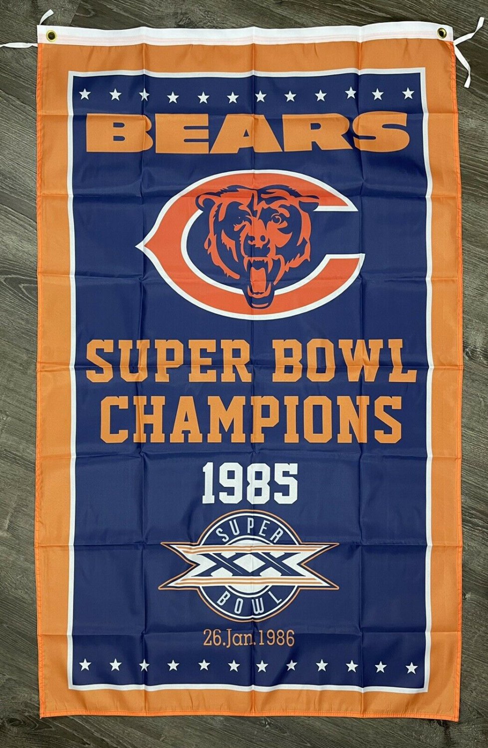 Chicago Bears Super Bowl Championship Flag 3x5 Vertical Banner Man-Cave