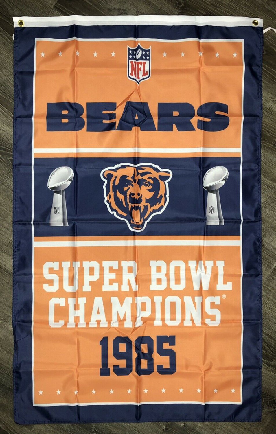 Chicago Bears Super Bowl Championship Flag 3x5 ft Vertical Banner Man-Cave