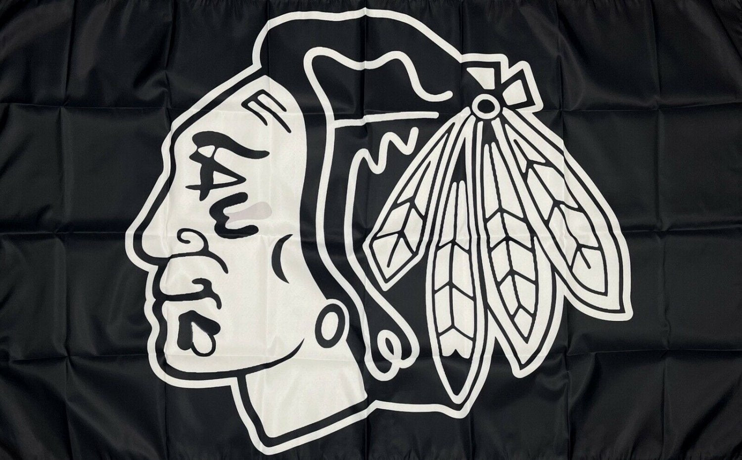 Chicago Blackhawks Logo Flag 3x5 ft Hockey Sports Black Banner Man-Cave