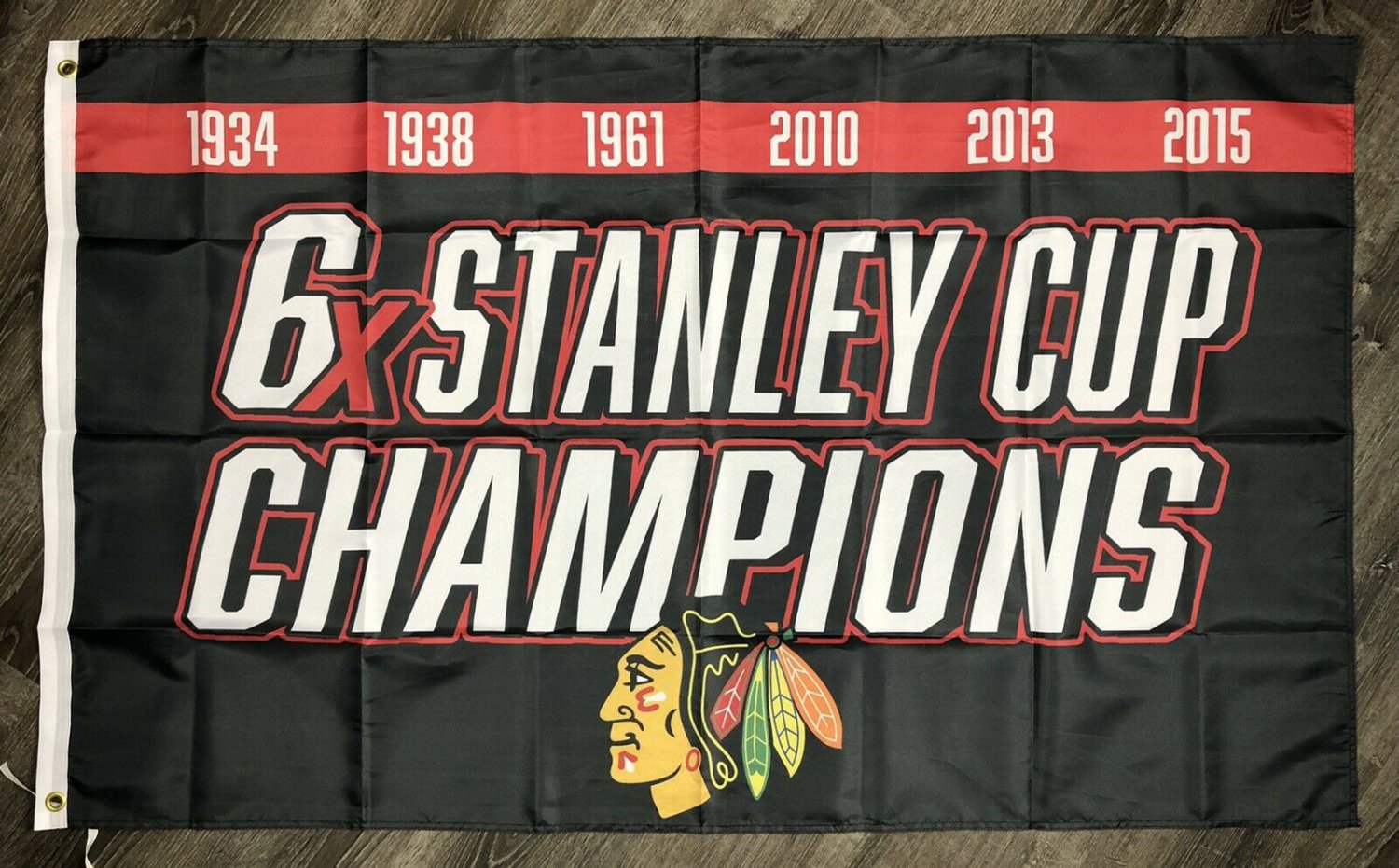 Chicago Blackhawks Stanley Cup Championship Hockey Flag 3x5 ft Black Banner