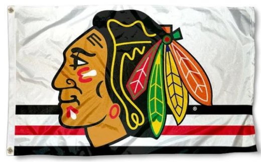 Chicago Blackhawks White Flag 3X5Ft Polyester Digital Print Banner USA